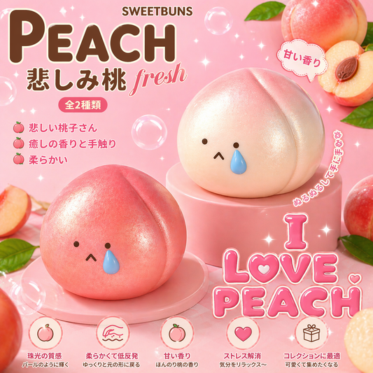 Slow Rising Squishy - Crying Peach Mellow Lab x Sweetbuns Stress Relief Toy