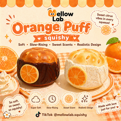 Slow Rising Squishy - Orange Cream Puff【Sweet Bakery Scent】108g Mellow Lab x Sweetbuns Stress Relief Toy
