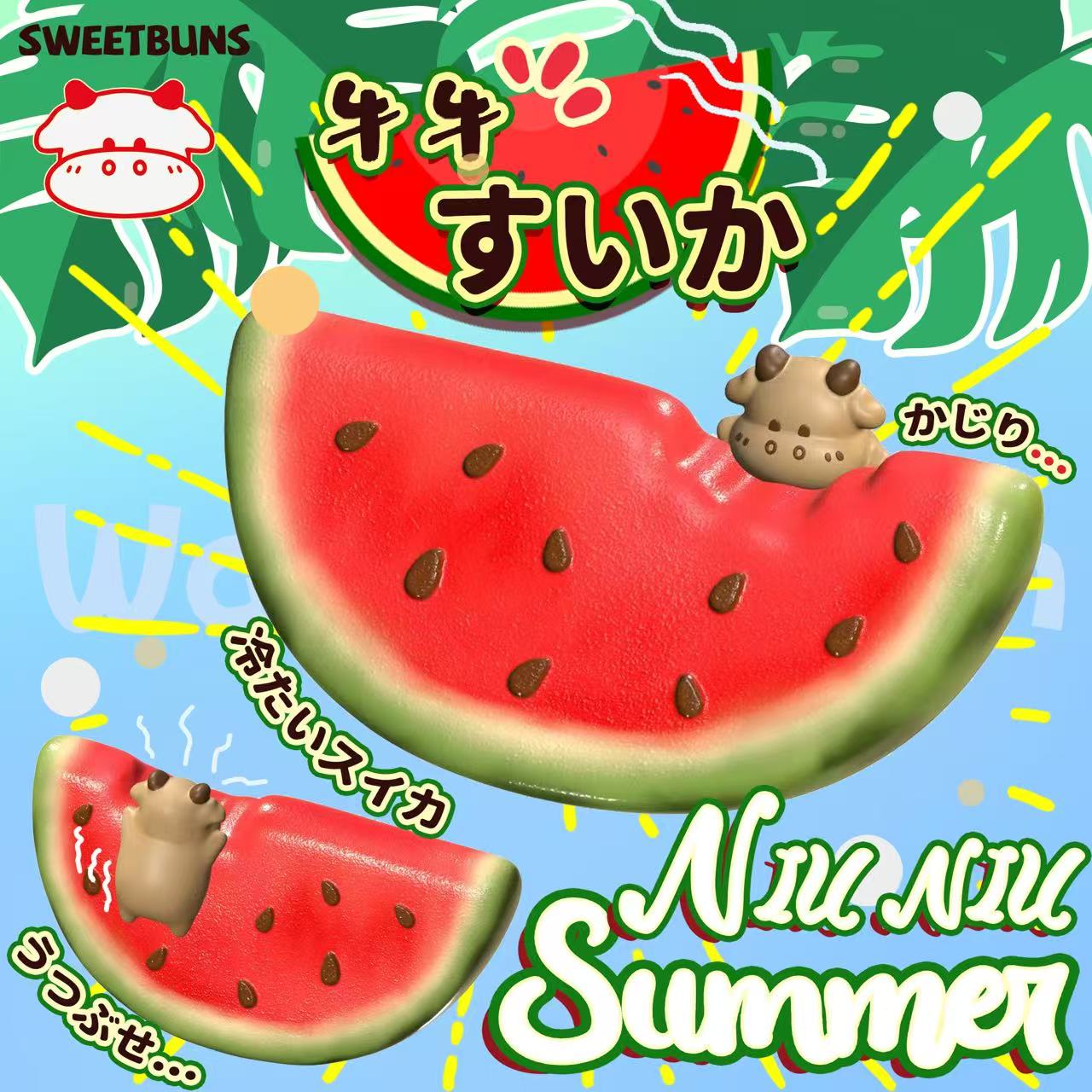 Slow Rising Squishy - Moo Moo Summer Watermelon Mellow Lab x Sweetbuns Stress Relief Toy