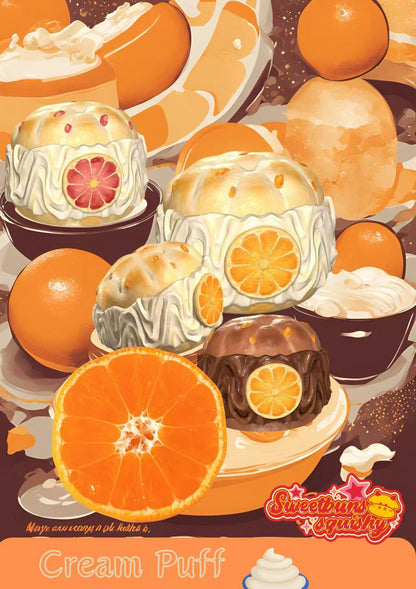 Slow Rising Squishy - Orange Cream Puff【Sweet Bakery Scent】108g Mellow Lab x Sweetbuns Stress Relief Toy