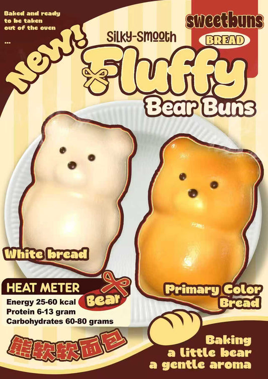 Slow Rising Squishy - Fluffy Bear Buns【Scented】Mellow Lab x Sweetbuns Stress Relief Toy